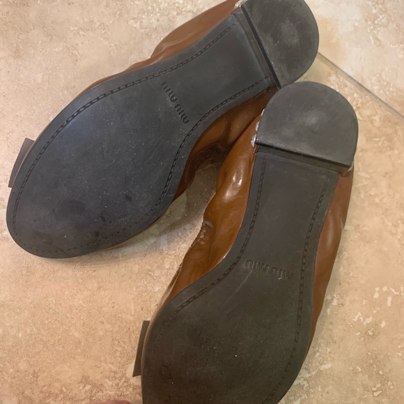 Miu Miu | Patent Leather Brown Bow Ballet Flats Crystal - Picture 6 of 6